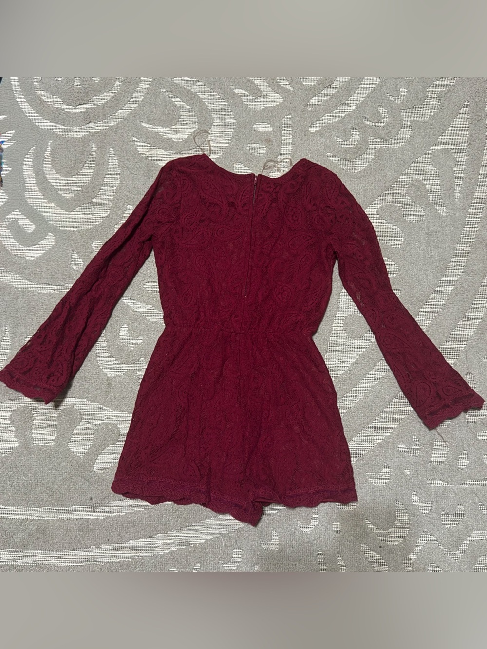 Xtraordinary Burgundy Lace Romper Dress – Women’s Size kids